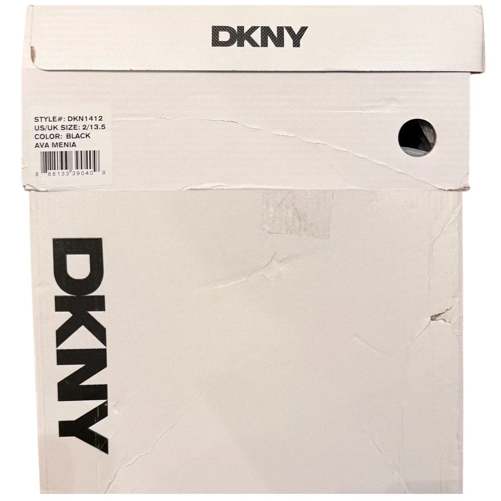 DKNY Kids Black Ava Menia Combat Boots Rhinestone Cuff Side Zip Lace Up Sz 2 NEW